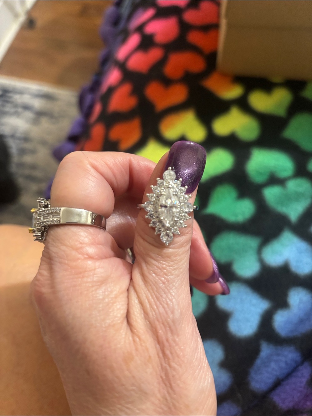 Sparkling Marquise Cluster Moissanite Diamond Ring